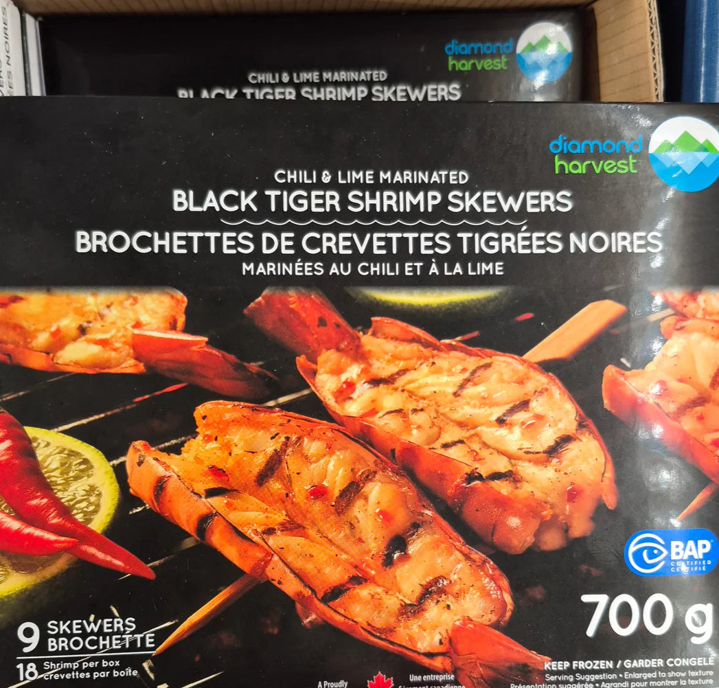 Diamond Harvest Chili & Lime Black Tiger Shrimp Skewers